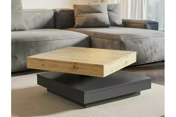 Table basse avec plateau rotatif 360° 67x67 cm Cotto
