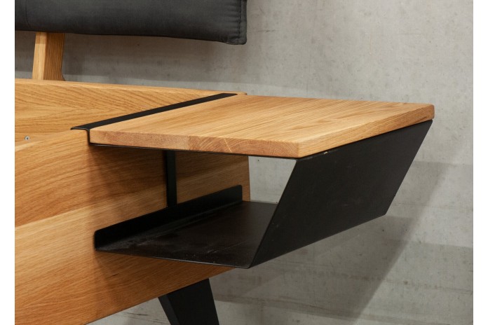 Table de chevets pour Lit Chêne Sauvage à tète de lit tapissée pieds design métal Collection Lithium