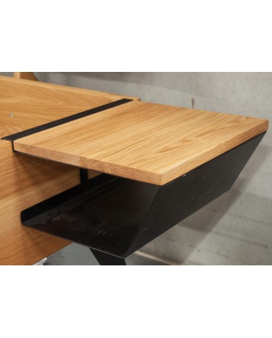 Table de chevets pour Lit Chêne Sauvage à tète de lit tapissée pieds design métal Collection Lithium