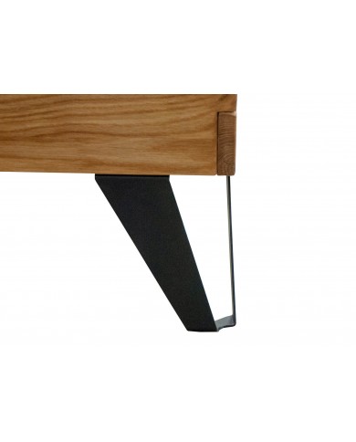 Table de chevets pour Lit Chêne Sauvage à tète de lit tapissée pieds design métal Collection Lithium
