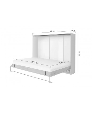 Armoire lit escamotable relevable horizontal 140x200 cm taupe Premium
