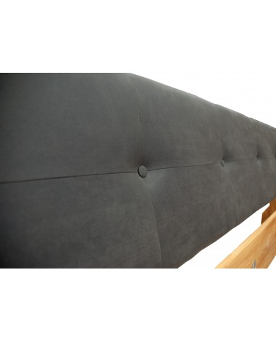 Pack : Lit Chêne Sauvage à tête de lit tapissée pieds design métal 140 Collection Lithium + matelas déhoussable ressorts Premia