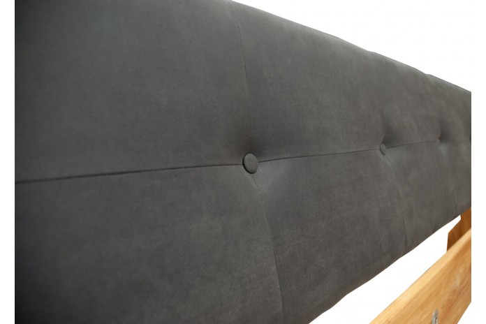 Pack : Lit Chêne Sauvage à tête de lit tapissée pieds design métal 140 Collection Lithium + matelas déhoussable ressorts Premia