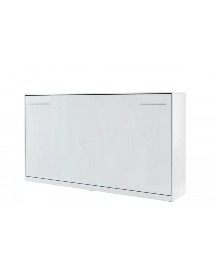 Armoire lit escamotable relevable Horizontal 120x200 cm blanc mat Premium