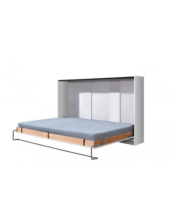 Armoire lit escamotable relevable Horizontal 120x200 cm blanc mat Premium