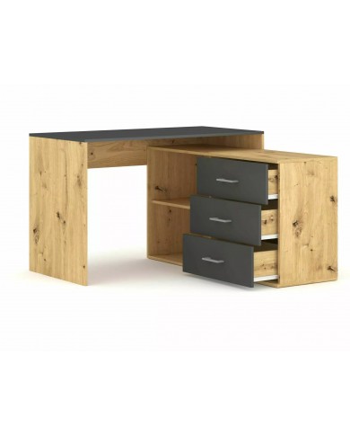 Bureau d'angle avec multiples rangements 120 cm B-013