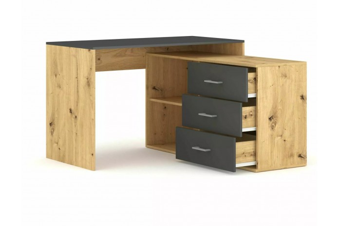Bureau d'angle avec multiples rangements 120 cm B-013