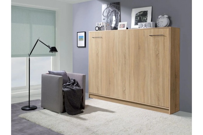 Armoire lit escamotable relevable horizontal 120x200 cm chêne sonoma Premium