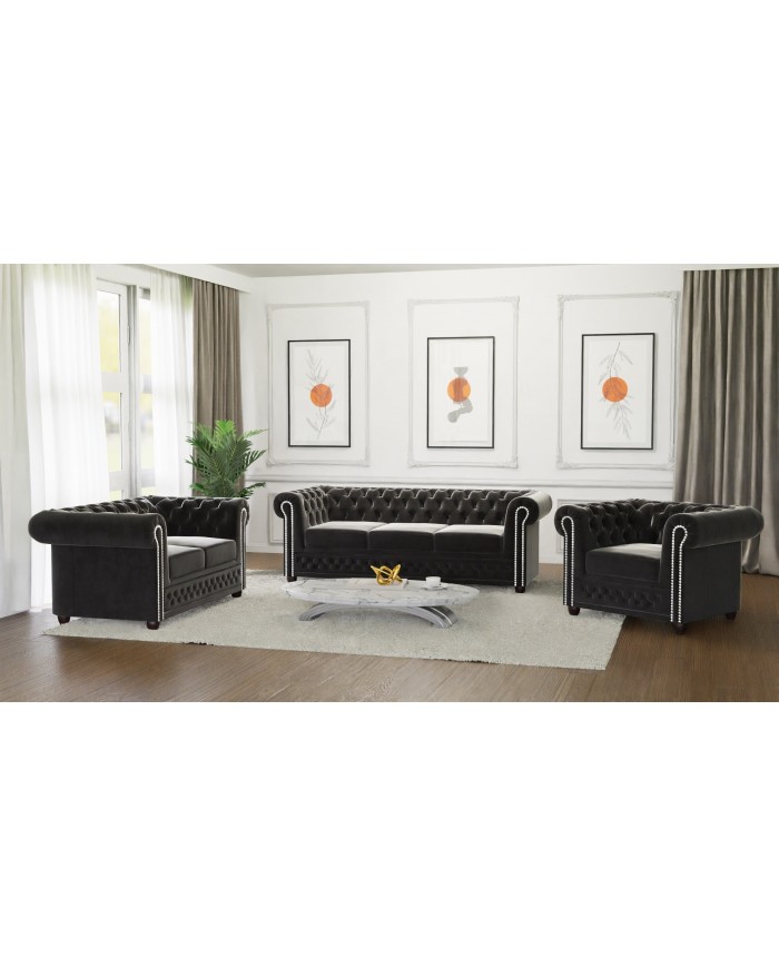 Ensemble de 3 Chesterfield 3+2+1 FELIX  élégance, confort et qualité Offre spéciale Lot