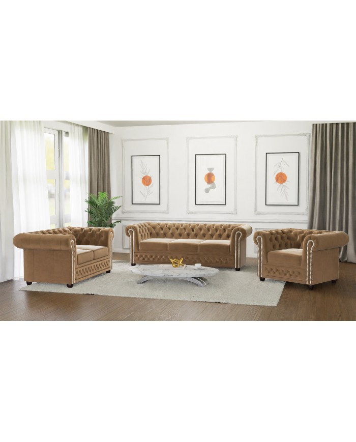 Ensemble de 3 Chesterfield 3+2+1 FELIX  élégance, confort et qualité Offre spéciale Lot