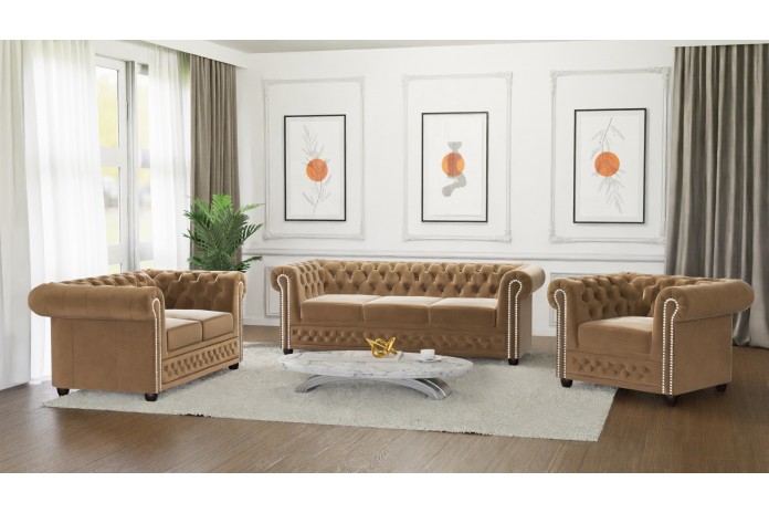 Ensemble de 3 Chesterfield 3+2+1 FELIX  élégance, confort et qualité Offre spéciale Lot