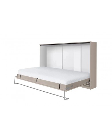 Armoire lit escamotable relevable horizontal 120x200 cm taupe Premium