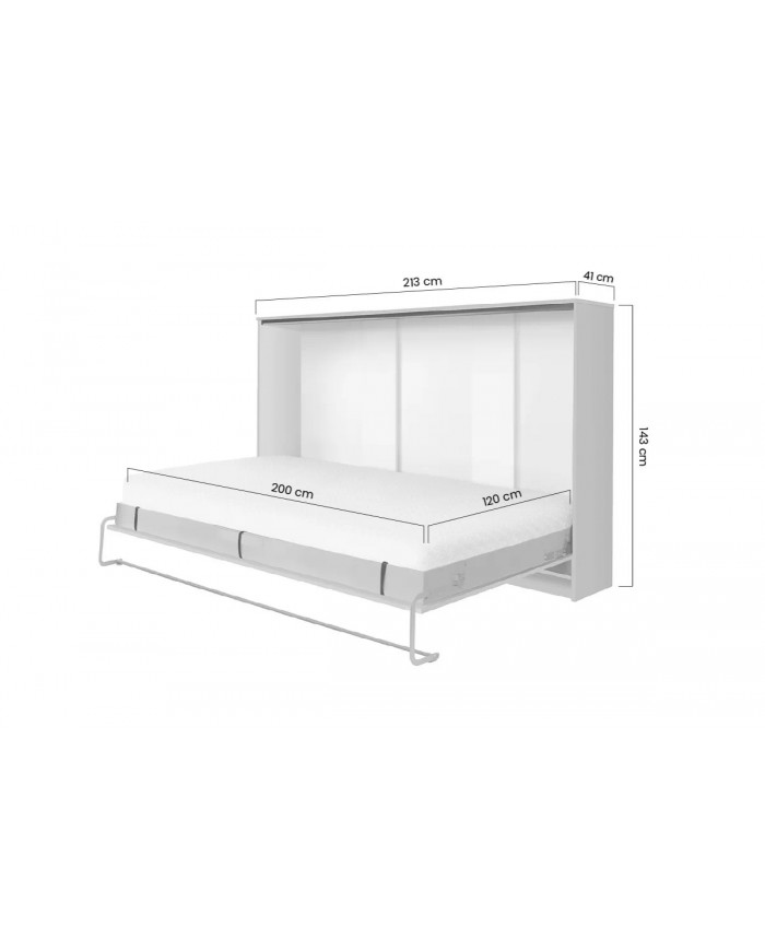 Armoire lit escamotable relevable horizontal 120x200 cm taupe Premium