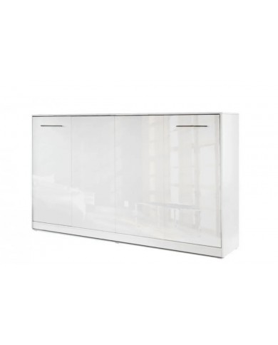 Armoire lit escamotable relevable horizontal 120x200 cm blanc brillant Premium