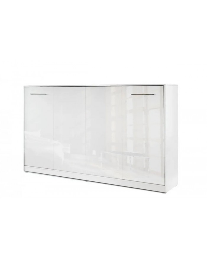 Armoire lit escamotable relevable horizontal 120x200 cm blanc brillant Premium