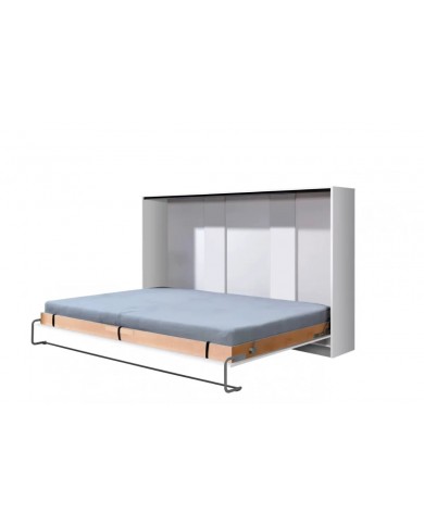 Armoire lit escamotable relevable horizontal 120x200 cm blanc brillant Premium