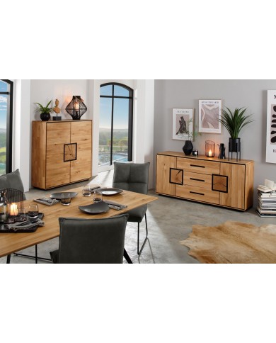 Commode 2 portes et 3 tiroirs Collection NATUREA – Élégance et Durabilité du Chêne Huilé