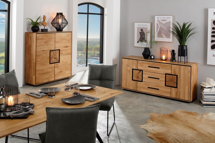 Commode 2 portes et 3 tiroirs Collection NATUREA – Élégance et Durabilité du Chêne Huilé