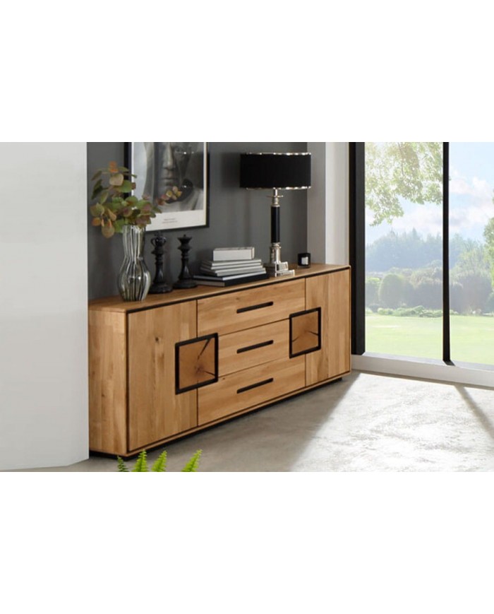 Commode 2 portes et 3 tiroirs Collection NATUREA – Élégance et Durabilité du Chêne Huilé
