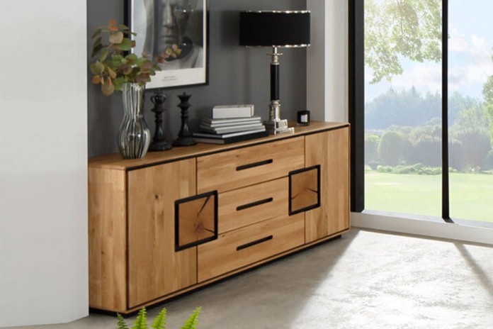 Commode 2 portes et 3 tiroirs Collection NATUREA – Élégance et Durabilité du Chêne Huilé