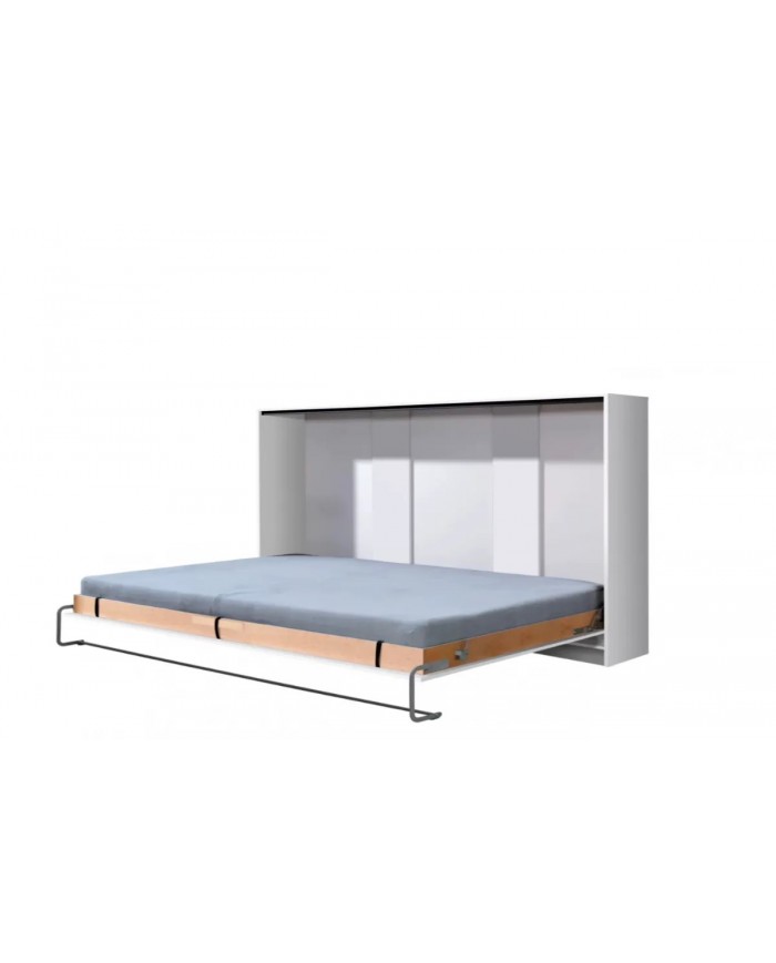Armoire lit escamotable relevable horizontal 90x200 cm blanc mat Premium