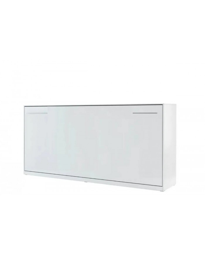 Armoire lit escamotable relevable horizontal 90x200 cm blanc mat Premium