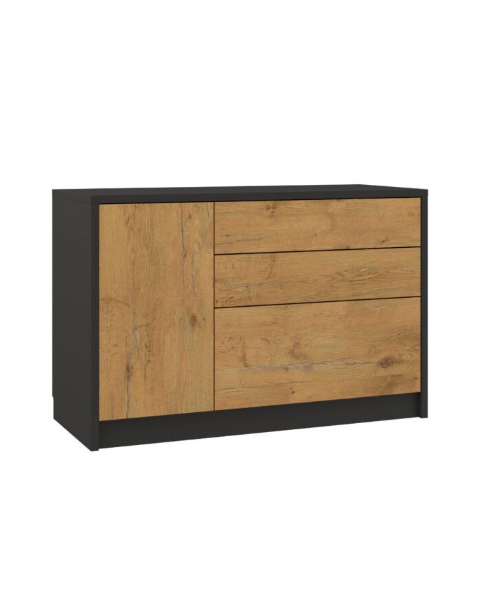 Commode une porte et trois tiroirs système Push & Pull 120 cm Deluxe