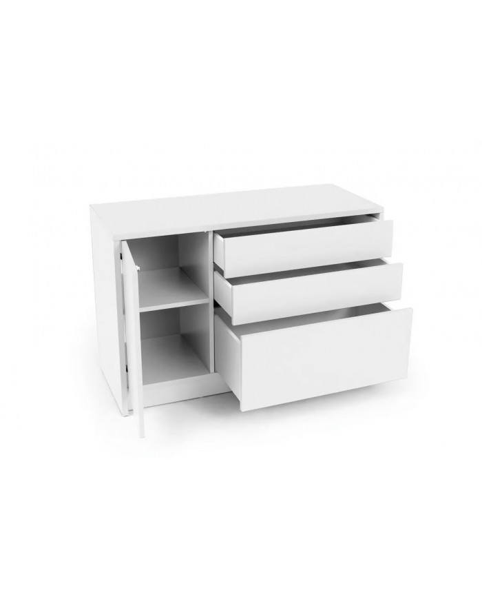 Commode une porte et trois tiroirs système Push & Pull 120 cm Deluxe
