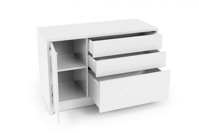 Commode une porte et trois tiroirs système Push & Pull 120 cm Deluxe