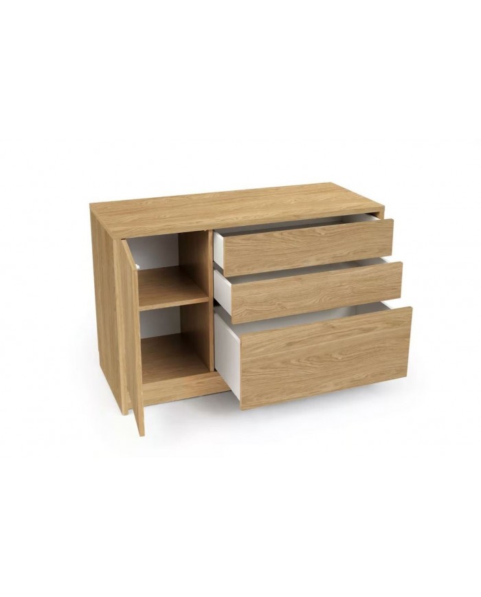 Commode une porte et trois tiroirs système Push & Pull 120 cm Deluxe