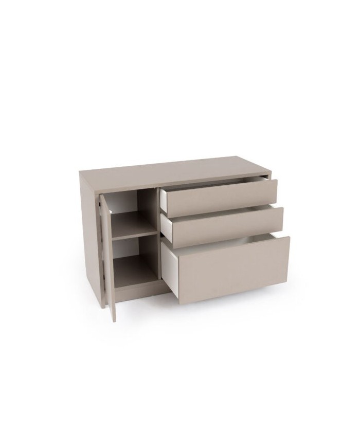 Commode une porte et trois tiroirs système Push & Pull 120 cm Deluxe
