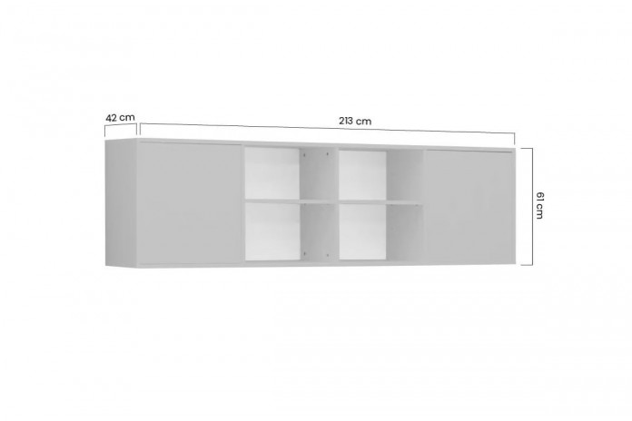 Colonne Transversale étagères ouvertes et 2 portes 213 cm  - Lisbonne Premium
