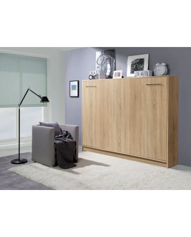 Armoire lit escamotable relevable horizontal 90x200 cm chêne sonoma Premium