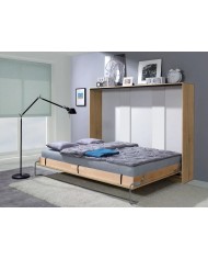 Armoire lit escamotable relevable horizontal 90x200 cm chêne sonoma Premium