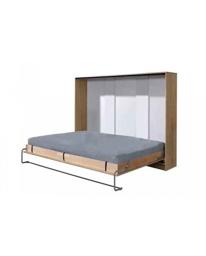 Armoire lit escamotable relevable horizontal 90x200 cm chêne sonoma Premium