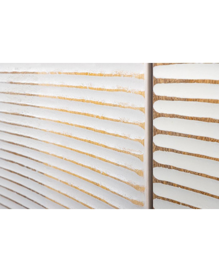 Buffet bois massif de manguier 180 cm effet 3D blanc AMMONIS