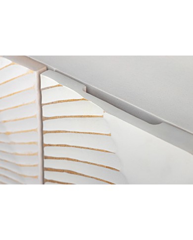 Buffet bois massif de manguier 180 cm effet 3D blanc AMMONIS