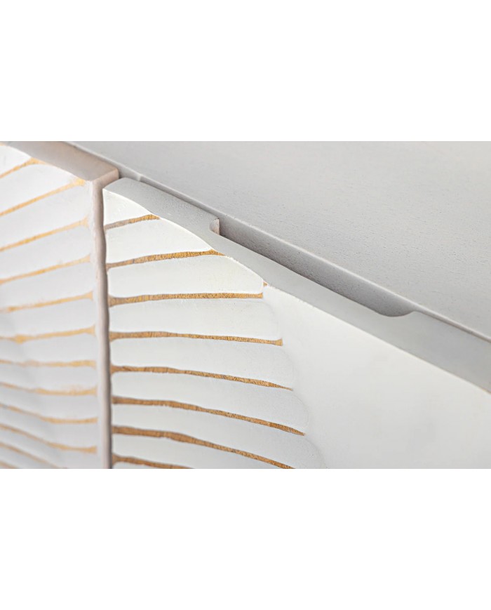 Buffet bois massif de manguier 180 cm effet 3D blanc AMMONIS