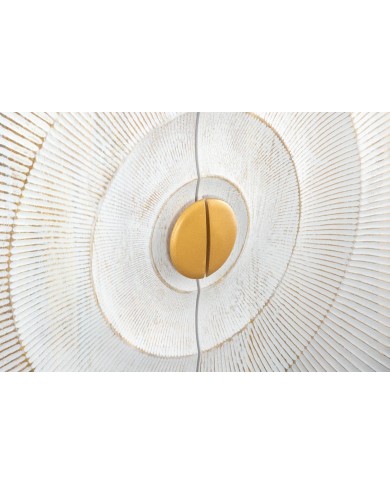 Buffet bois massif de manguier 180 cm effet 3D blanc AMMONIS