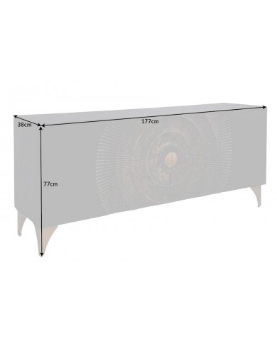 Buffet bois massif de manguier 180 cm effet 3D noir AMMONIS