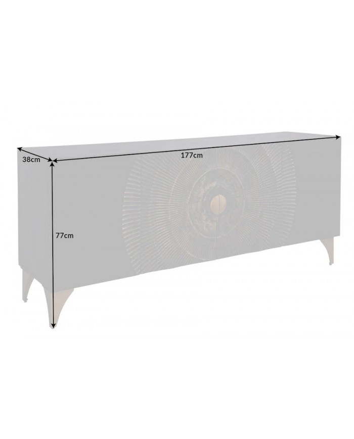 Buffet bois massif de manguier 180 cm effet 3D noir AMMONIS
