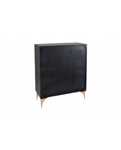 Buffet haut 120 cm en bois de manguier noir 3D AMMONIS