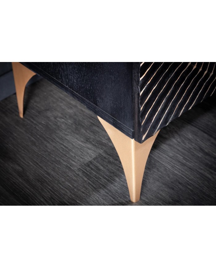 Buffet haut 120 cm en bois de manguier noir 3D AMMONIS