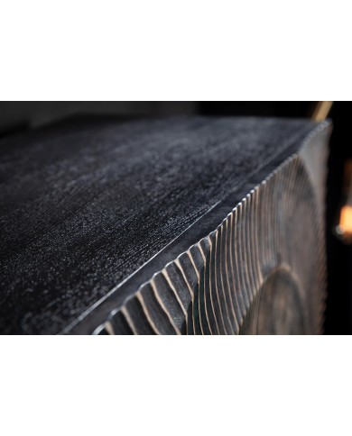 Buffet haut 120 cm en bois de manguier noir 3D AMMONIS
