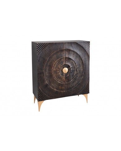 Buffet haut 120 cm en bois de manguier noir 3D AMMONIS
