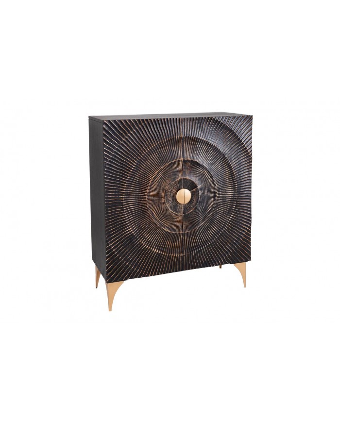 Buffet haut 120 cm en bois de manguier noir 3D AMMONIS