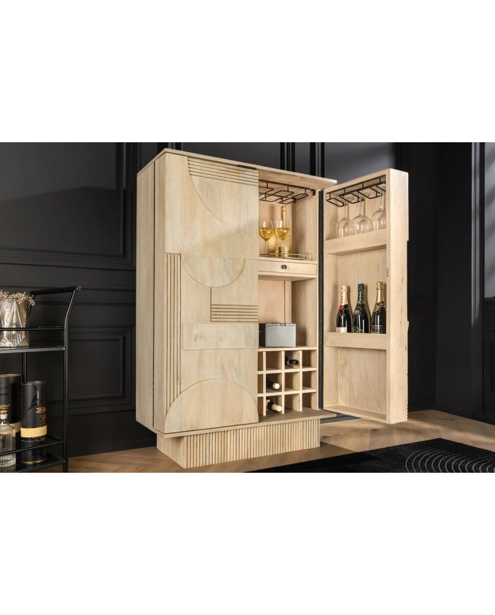 Meuble bar 140 cm en manguier blanchi NEOFORMA