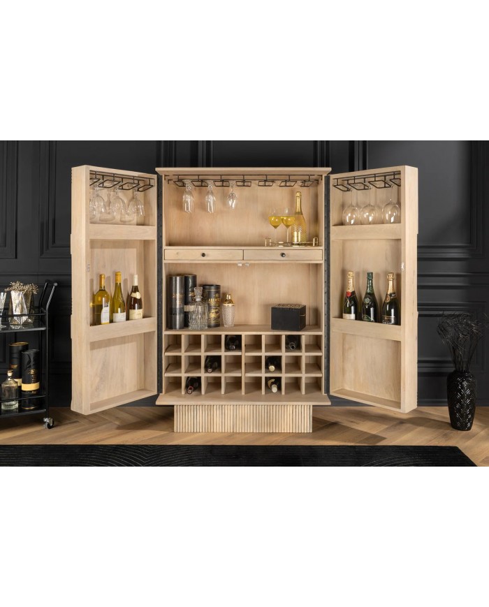 Meuble bar 140 cm en manguier blanchi NEOFORMA