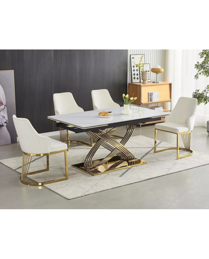 Table contemporaine Plateau céramique avec rallonges HERMÈS II 160 (240) x90 cm