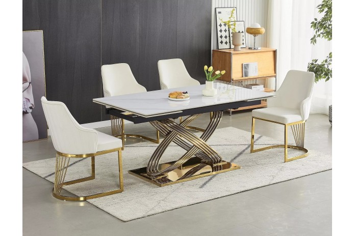 Table contemporaine Plateau céramique avec rallonges HERMÈS II 160 (240) x90 cm